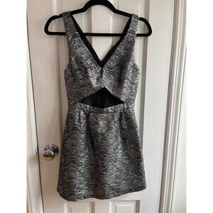 Topshop Silver and Black Textured Midi Dress